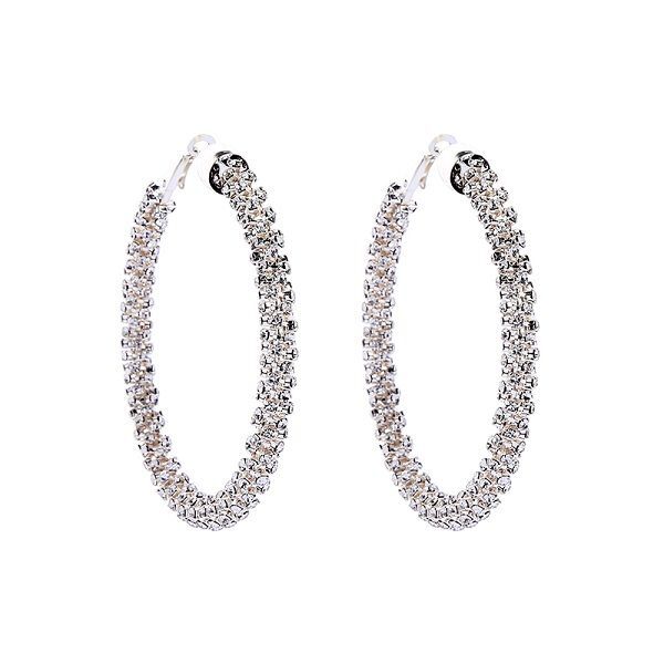ピアス Crystalline Hoop Earrings - Large Big Circle Crystals Hoop Earrings Woman Fashion Jewelry