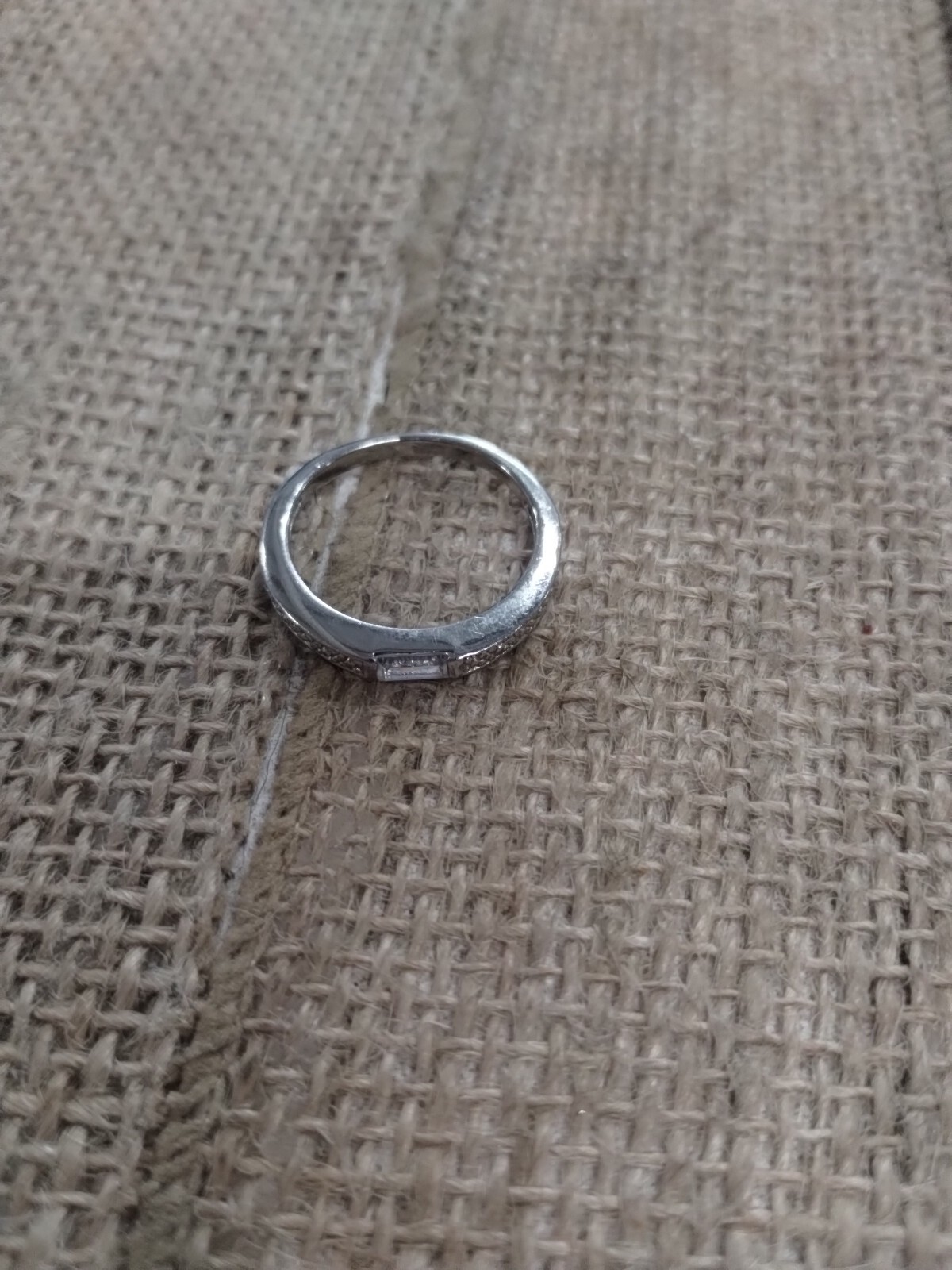 Silvertone Ring With Square White Gemstone - image 1