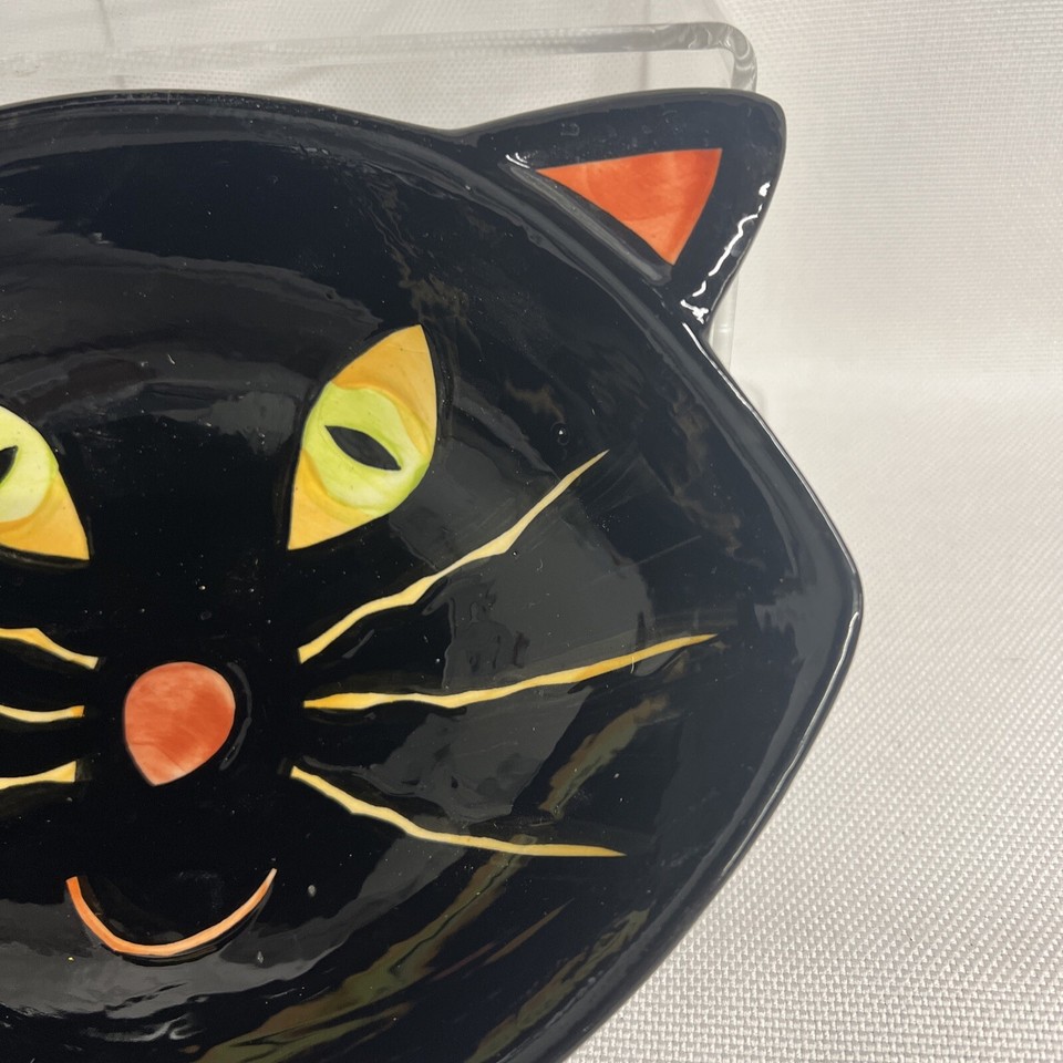Target Halloween Black Cat Candy Dish Retro Candy Bowl 8.5 inches oval