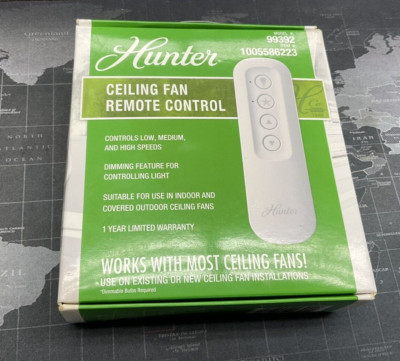 Hunter 99392 Universal 3 Speed Ceiling Fan Handheld Remote Control