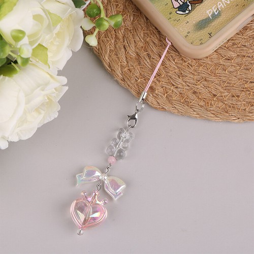 Lovely Little Bear Bowknot Heart Phone Lanyard Y2K Aesthetic Phone Chain - 第 1/10 張圖片