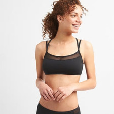 Gap GapFit Women's Black Mesh Insert Bikini Swim Top  Floral High Bottom S NEW