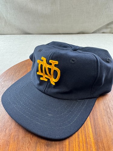 Vintage New Era Notre Dame Felted Logo Snapback Hat 1980's - Picture 2 of 6