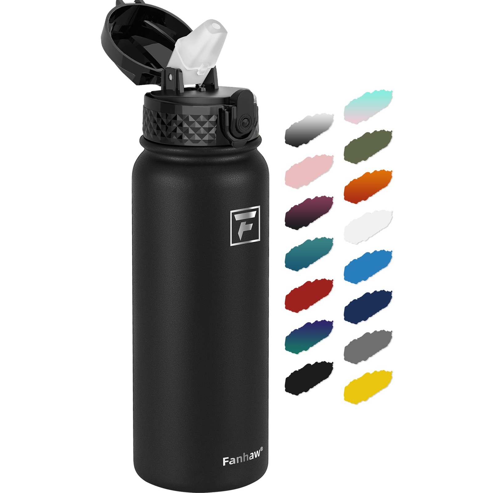 Insulated Stainless Steel Straw Lid Leakproof 20 Oz Black