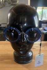 Cramilo Women s Fashion Sunglasses Round Blue Sparkle Frames