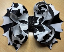 Black And White Cow Print Inspired Hair Bow