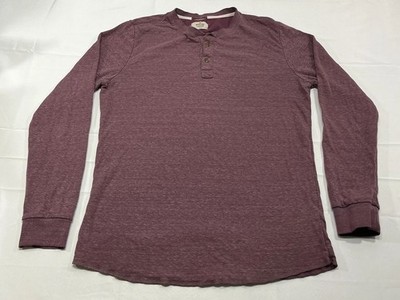 Marine Layer Henley Shirt Mens Marge Heather Red Long Sleeve Soft Knit USA