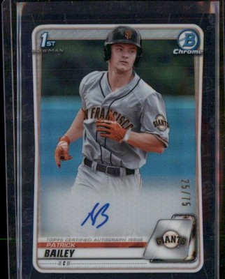 2020 Bowman Draft #CDA-PB Patrick Bailey Chrome Draft Pick Autographs Black #/75