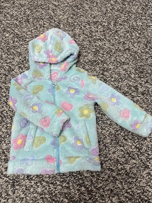 Girls 3-4Y Floral Fleece Zip Up Hooded Jacket 0114