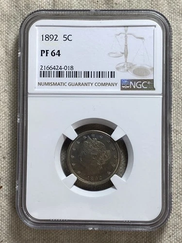 1892 5C NGC PR64 Proof V Nickel Tougher Low Mintage Issue