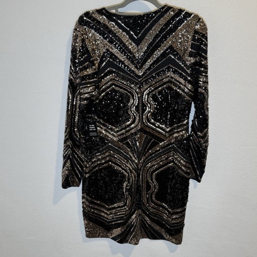 NEW!✨Express Patterned Sequin V-Neck Mini Sheath Dress Large Quincenera Guest - Picture 8 of 10