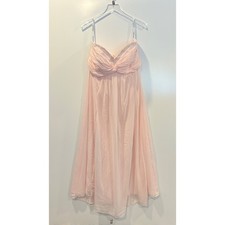 David's Bridal Pink Chiffon Ruched Sweetheart Lace Trim Formal Gown Dress 18