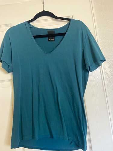 Zara man Blue V-Neck Short Sleeve Solid Basic T-Shirt M