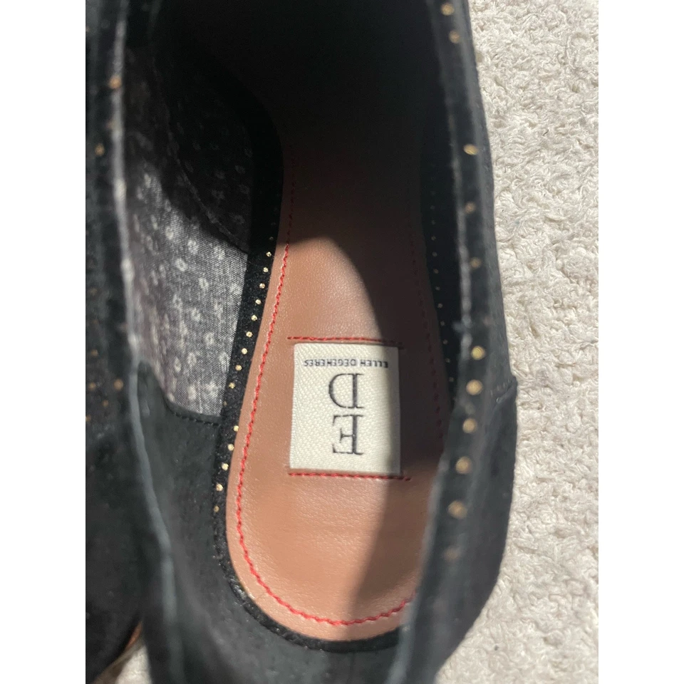 Nuevo sin caja Zapatos Ellen Degeneres ED para Mujer 7.5 Kerrin Lunares Oxford Negro Imitación Gamuza Foto 4 de 4