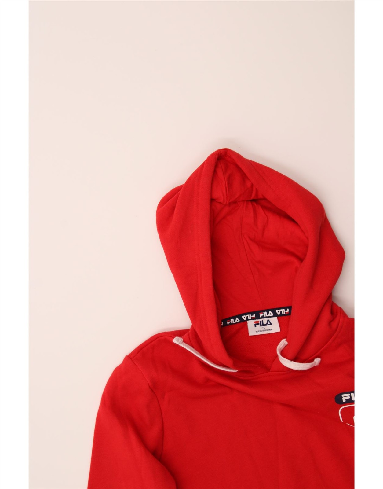 FILA maglione donna con cappuccio UK 10 piccolo rosso cotone CT43