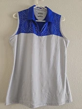 Annika Dry Tec large Women's Blue 1/4 Zip Golf Polo 50+ UPF NEW Shirt Tank Top 