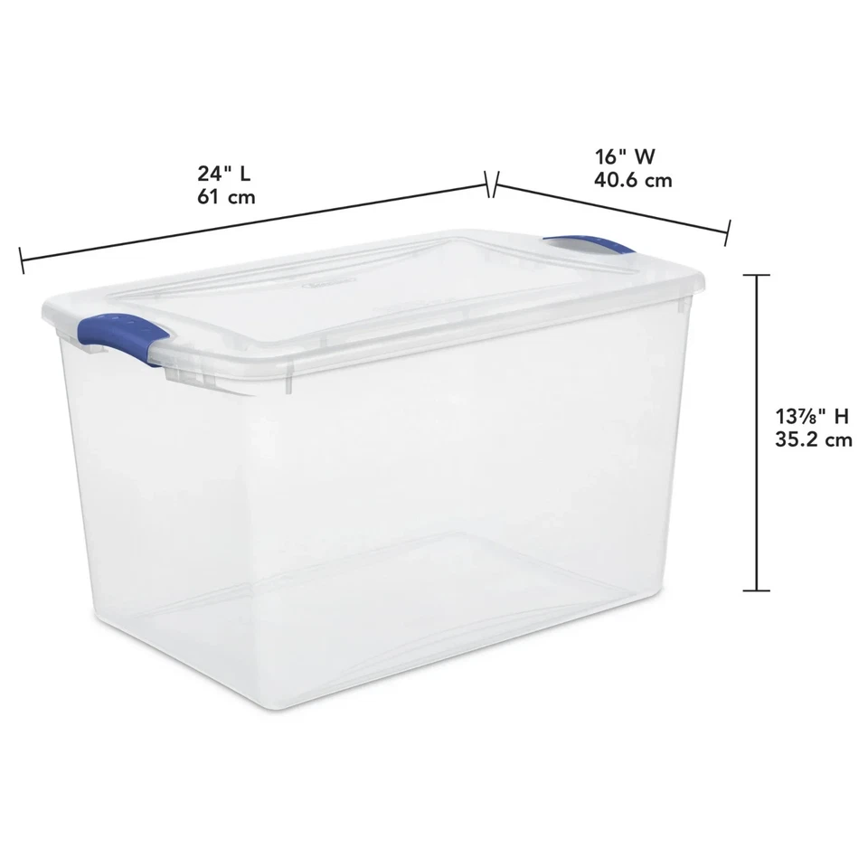 Sterilite Large Storage Bin, 66 Quart Clear Plastic Storage Container with Latch - Image 2 of 4