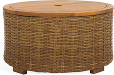 Couture Collection   Anguilla Faux Wicker Indoor/Outdoor Storage Coffee Table, F