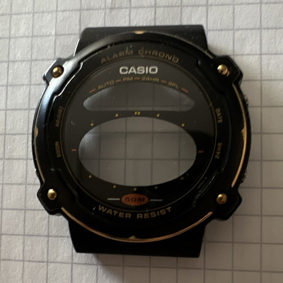 Casio feste Lünette/Uhrengehäuse Kunststoff schwarz/gold WATER RESIST 50M