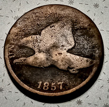 🍒 1857 FULL DATE Flying Eagle Cent Penny CULL / AG
