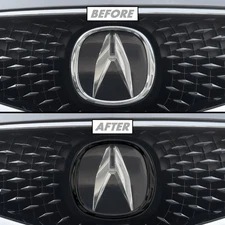 Chrome Delete Blackout Vinyl for 2017-20 Acura MDX Front Emblem Rim Trim