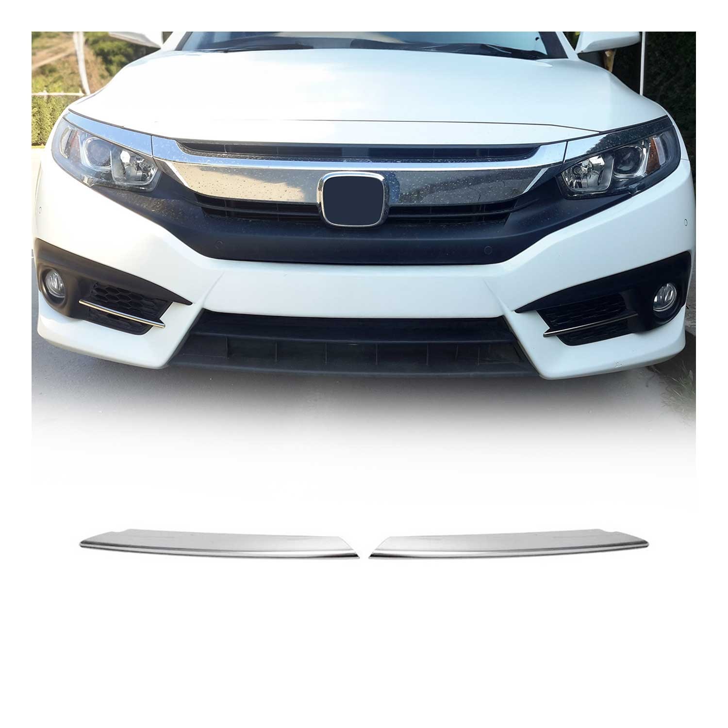 Cadres de phare avant Honda Civic 2016-2021 contour optique inox chromé