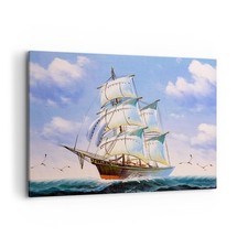 Quadro su Tela 100x70cm Nautico Veliero Oceano Stampe Immagini Quadri Murale