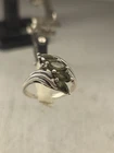 Moldavite Sterling Silver Ring green gemstones Jewelry .925 Teardrop Vintage