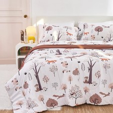 Kids Comforter Set for Boys Girls Full Size, Cute Quilted Woodland Forest Ani...