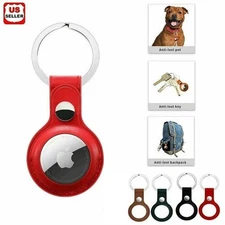 4 PCS AirTag Leather Holder Case Cover AirTags Tracker Keychain Sleeve Shell