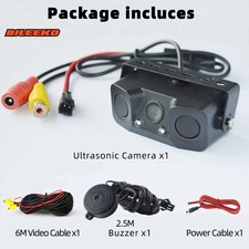 3-in-1 Car Rear View Backup Camera with Reversing Sensor, Parking Alarm Distance