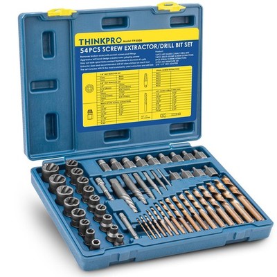 Screw & Bolt Extractor Set and Left Hand Drill Bit Kit, 54 PCS