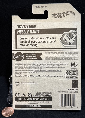 Diecast Hot Wheels Car 1:64, 1967 MUSTANG - Black Fastback - CARD ERROR - Picture 4 of 5
