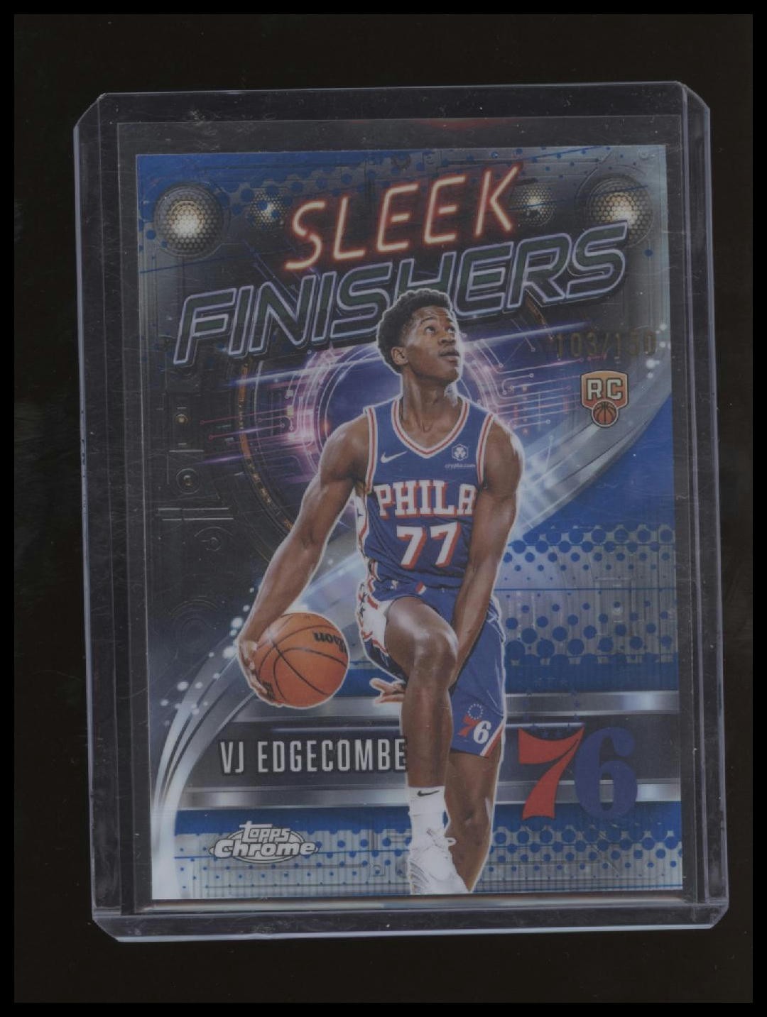 VJ Edgecombe Rookie RC Topps Chrome Sleek Finishers Blue 2025-26 #SF-23 #/150