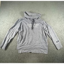 Calvin Klein Performance Womens Gray Cowl Neck Logo Sweatshirt Size M