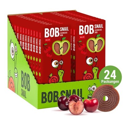 Bob Snail Frucht-Rollsnack Apfel-Kirsche | 30g | Kein Zuckerzusatz |  24er Pack
