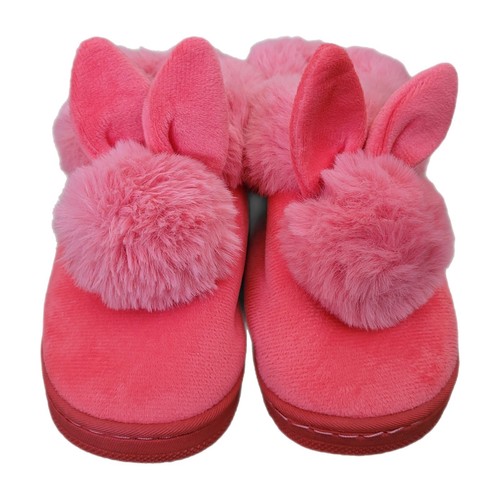 Shi Shang Women's Pink Bunny Slippers Faux Fur Lined Sturdy Sole 38-39 (6 US) - Picture 3 of 7