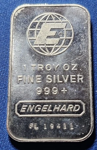 A ENGELHARD 1 OZ. SILVER COLLECTABLE BULLION SILVER BAR NICE SILVER BAR