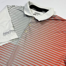 Nike Golf Polo Shirt Mens XL White Striped Tour Performance Dri-FIT Breathable