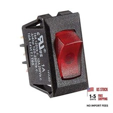 10A Black W/Red Rocker Sw