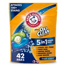 5-in-1 Laundry Detergent Pacs Fresh Scent 42 Count Power Stain Remover