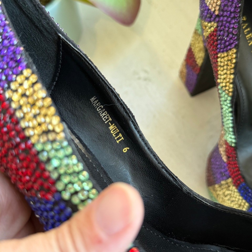 AZALEA WANG Margaret Multi Rhinestone Platform Heels Party Colorful ...
