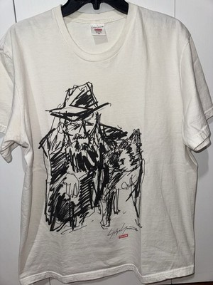 Supreme Yohji Yamamoto Men's White Scribble Wolf T-Shirt Sz Medium