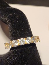 Gold Vermeil 925 Sterling Silver CZ Eternity Band Ring Size 7.25
