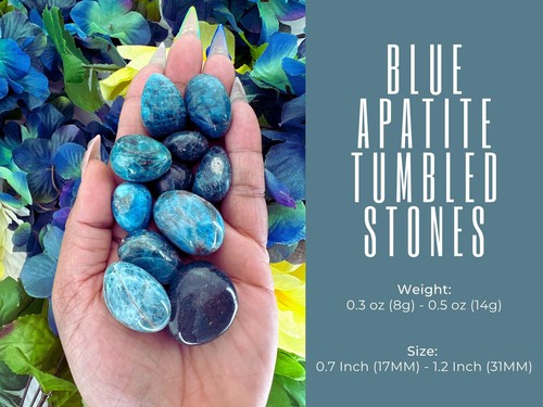 Blue Apatite Tumble Stone - Tumbled Blue Apatite - Blue Apatite Tumbled Stones - Picture 4 of 9