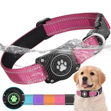 Airtag Dog Collar, Nylon Collar with Waterproof Air Tag Holder, Luminous Refl...
