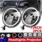 Pair 7inch LED Headlights Projector Hi/Lo Beam DRL Light For Jeep Wrangler JK GQ