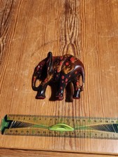 Small Painted Wooden Elephant - Africa - Collector - Crafts - Decoration