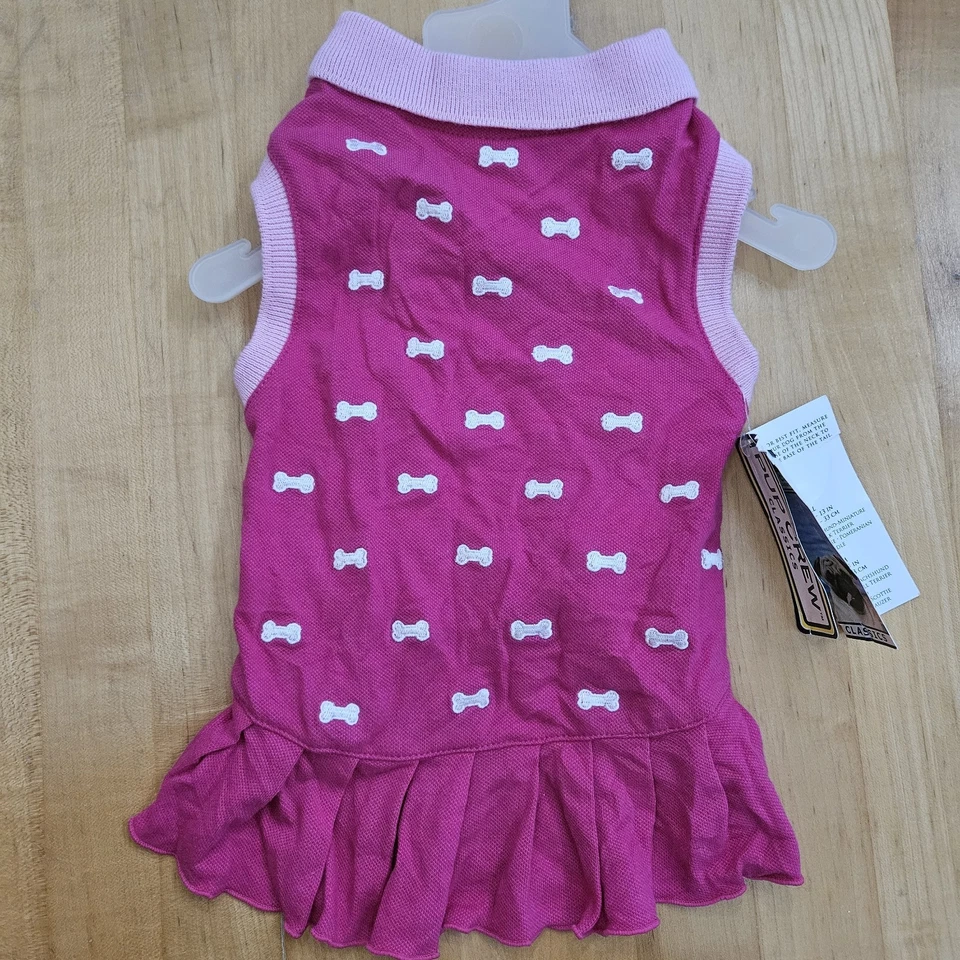 Pup Crew Dog Apparel Pink Embroidered Bone Polo Dress Medium 14-15in - Image 2 of 4