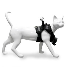 Kit completo gilet fotografico gatto con base a forma di J e base girevole